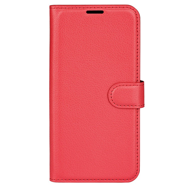 Litchi Texture Leather Cover for Oppo Find X5 Pro, Magnetic Clasp Wallet Stand Protective Phone Case - Red