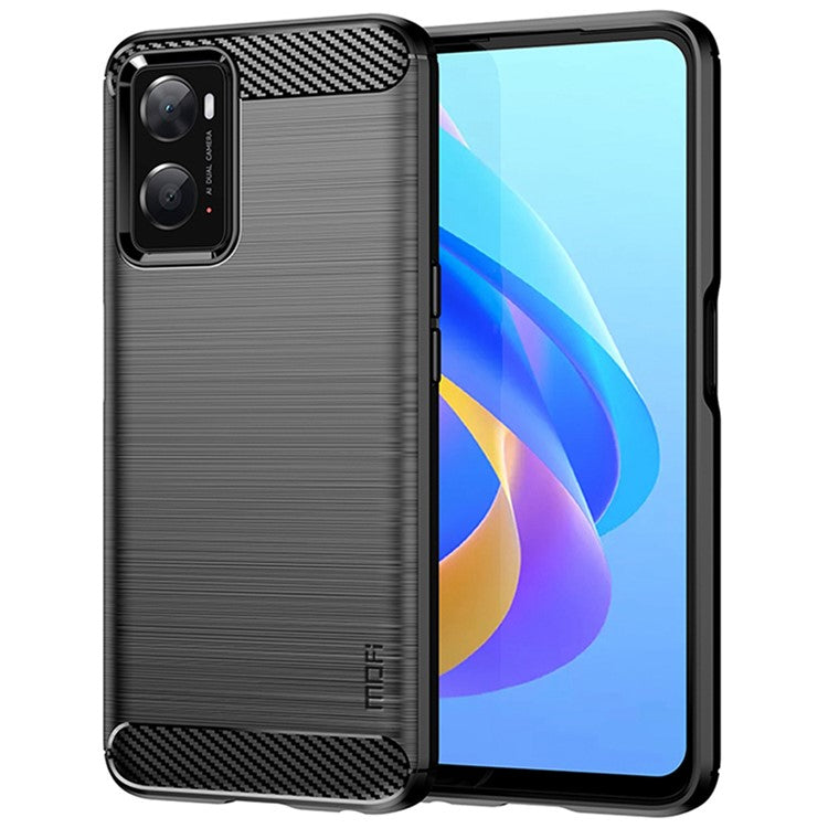 MOFI JK TPU Series-1 for Oppo A36/A76/Realme 9i Soft TPU Phone Case Brushed Carbon Fiber Anti-fingerprint Cover - Black