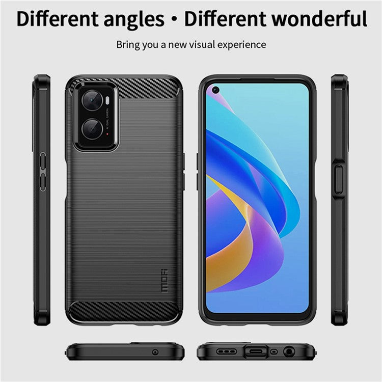 MOFI JK TPU Series-1 for Oppo A36/A76/Realme 9i Soft TPU Phone Case Brushed Carbon Fiber Anti-fingerprint Cover - Grey