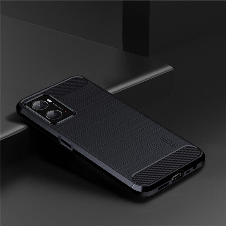 MOFI JK TPU Series-1 for Oppo A36/A76/Realme 9i Soft TPU Phone Case Brushed Carbon Fiber Anti-fingerprint Cover - Blue