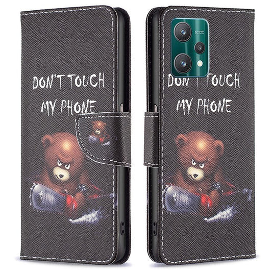BF Pattern Printed Leather Case Series-1 for Realme 9 Pro 5G / 9 5G / V25 Anti-scratch Pattern Printed Wallet Stand Phone Case Shell - Bear