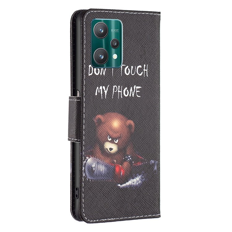 BF Pattern Printed Leather Case Series-1 for Realme 9 Pro 5G / 9 5G / V25 Anti-scratch Pattern Printed Wallet Stand Phone Case Shell - Bear