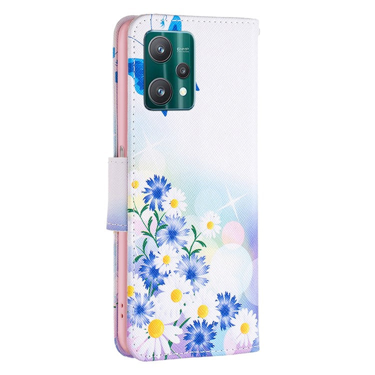 BF Pattern Printed Leather Case Series-1 for Realme 9 Pro 5G / 9 5G / V25 Anti-scratch Pattern Printed Wallet Stand Phone Case Shell - Butterfly and Flowers