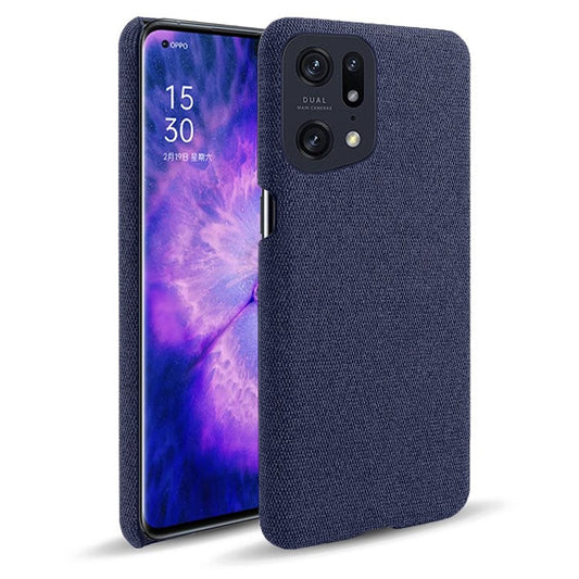 Slim Phone Case for Oppo Find X5 Pro Solid Color Cloth Texture + PC Protector Heat Dissipation Incomplete Covering Back Shell - Blue