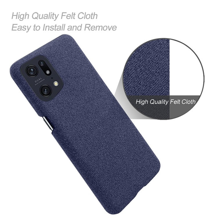Slim Phone Case for Oppo Find X5 Pro Solid Color Cloth Texture + PC Protector Heat Dissipation Incomplete Covering Back Shell - Blue
