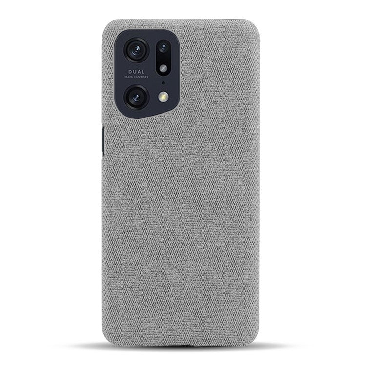Slim Phone Case for Oppo Find X5 Pro Solid Color Cloth Texture + PC Protector Heat Dissipation Incomplete Covering Back Shell - Light Grey