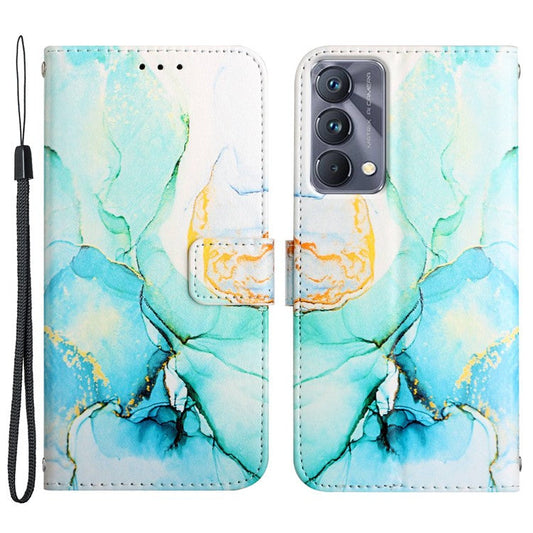 YB Pattern Printing Leather Series-5 for Realme GT Master/Q3 Pro Carnival Shockproof Phone Case Pattern Printed Phone Protector PU Leather Folio Flip Cover - Green