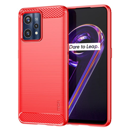 MOFI JK TPU Series-1 for Realme 9 Pro+ Carbon Fiber Anti-Drop Soft TPU Shell Shock-Absorption Brushed Surface Defender Case - Red