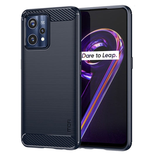 MOFI JK TPU Series-1 for Realme 9 Pro+ Carbon Fiber Anti-Drop Soft TPU Shell Shock-Absorption Brushed Surface Defender Case - Blue