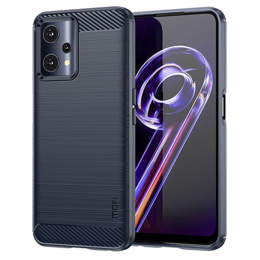 MOFI JK TPU Series-1 for Realme 9 Pro 5G / 9 5G / V25 Anti-Fingerprint Carbon Fiber Design Phone Case Soft TPU Brushed Surface Protective Cover - Blue