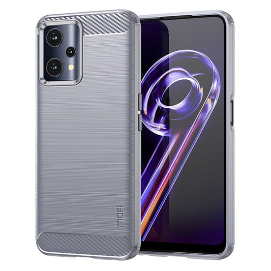 MOFI JK TPU Series-1 for Realme 9 Pro 5G / 9 5G / V25 Anti-Fingerprint Carbon Fiber Design Phone Case Soft TPU Brushed Surface Protective Cover - Grey