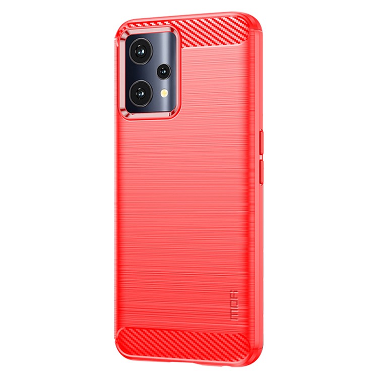 MOFI JK TPU Series-1 for Realme 9 Pro 5G / 9 5G / V25 Anti-Fingerprint Carbon Fiber Design Phone Case Soft TPU Brushed Surface Protective Cover - Red