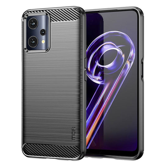 MOFI JK TPU Series-1 for Realme 9 Pro 5G / 9 5G / V25 Anti-Fingerprint Carbon Fiber Design Phone Case Soft TPU Brushed Surface Protective Cover - Black
