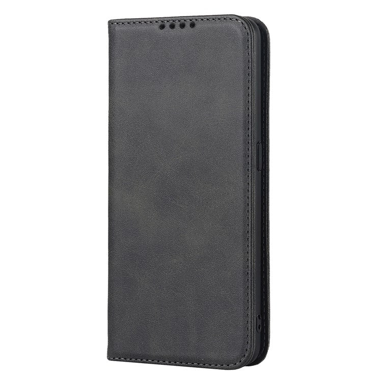 Textured PU Leather Wallet Case for Oppo A55s 5G, Magnetic Auto-absorbed Adjustable Phone Cover - Black