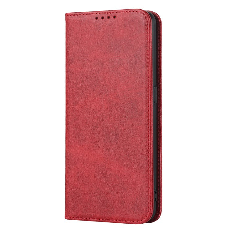 Textured PU Leather Wallet Case for Oppo A55s 5G, Magnetic Auto-absorbed Adjustable Phone Cover - Red