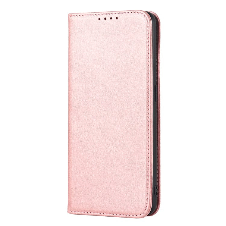 Textured PU Leather Wallet Case for Oppo A55s 5G, Magnetic Auto-absorbed Adjustable Phone Cover - Rose Gold