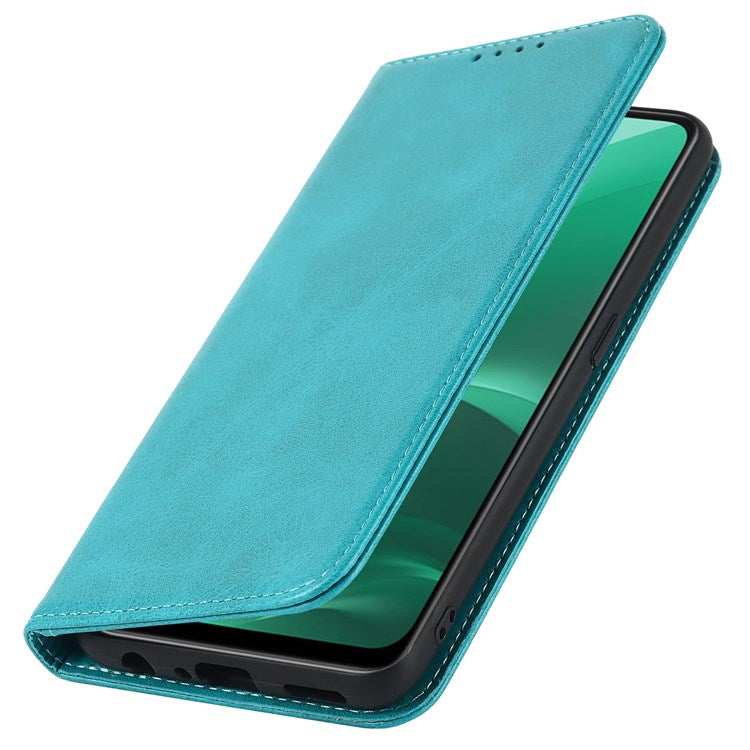 Textured PU Leather Wallet Case for Oppo A55s 5G, Magnetic Auto-absorbed Adjustable Phone Cover - Sky Blue