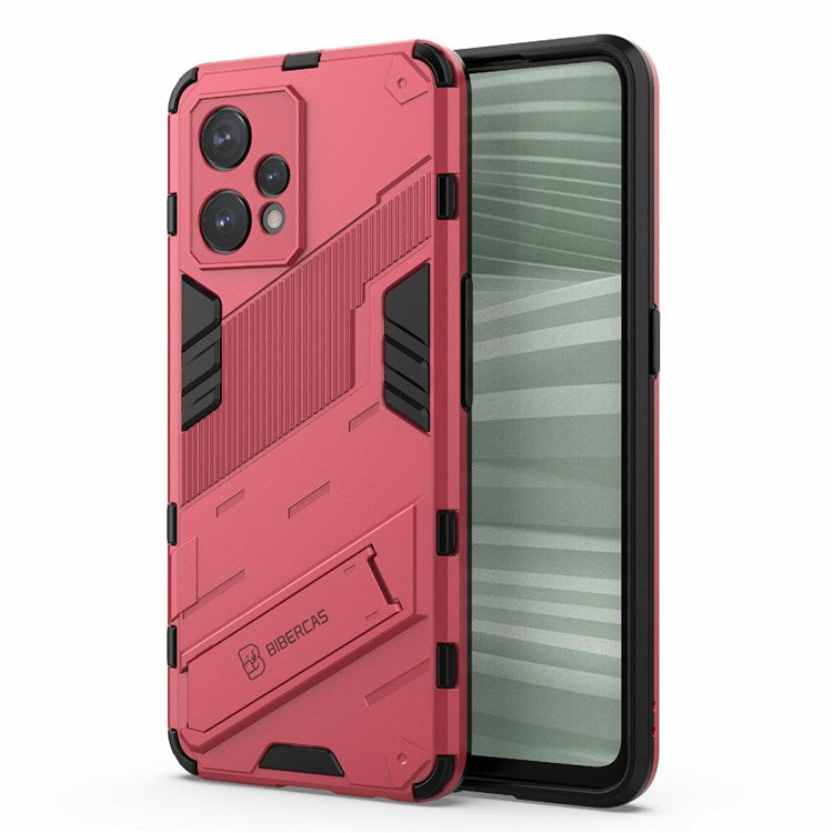 For Realme 9 Pro+ Drop-proof Scratch-resistant  Phone Case Hard PC + Soft TPU Kickstand Cover - Rose