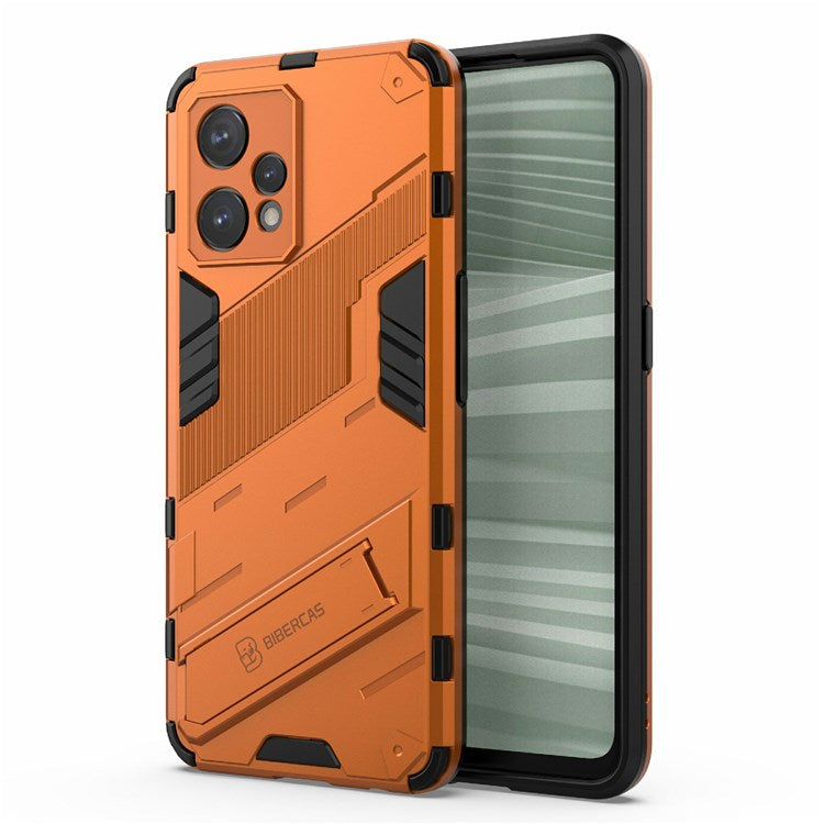 For Realme 9 Pro+ Drop-proof Scratch-resistant  Phone Case Hard PC + Soft TPU Kickstand Cover - Orange