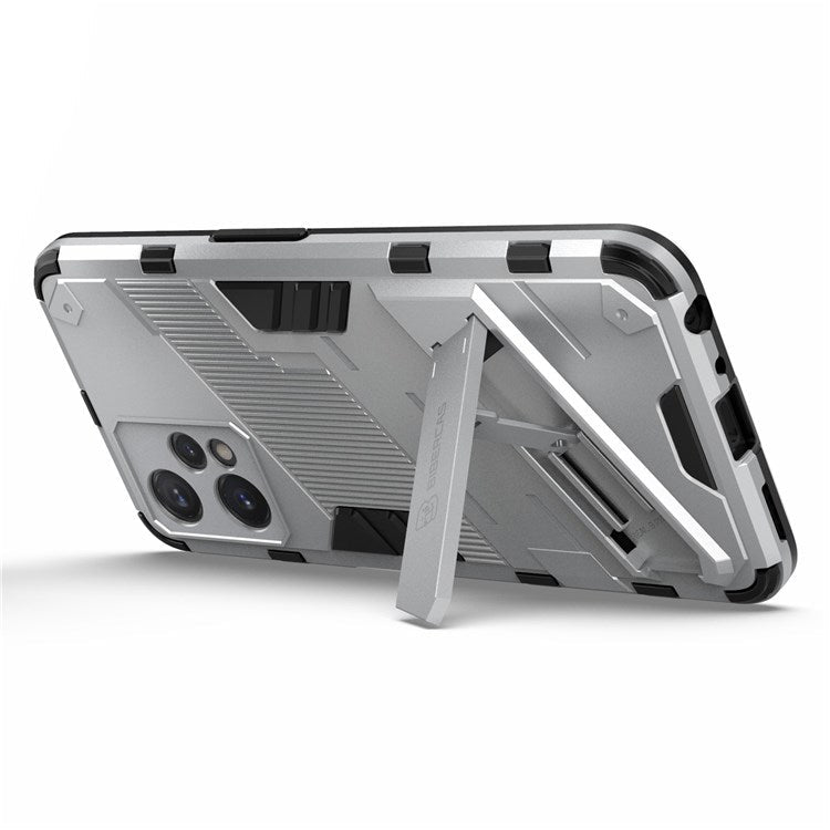 Hard PC + Soft TPU Protective Case for Realme 9 Pro 5G / 9 5G / V25 Anti-fall Scratch-resistant Kickstand Phone Case Cover - White