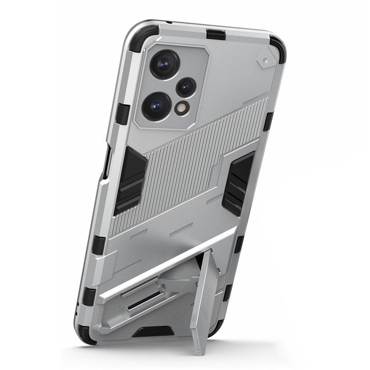 Hard PC + Soft TPU Protective Case for Realme 9 Pro 5G / 9 5G / V25 Anti-fall Scratch-resistant Kickstand Phone Case Cover - White