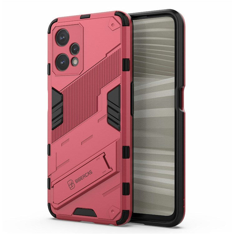 Hard PC + Soft TPU Protective Case for Realme 9 Pro 5G / 9 5G / V25 Anti-fall Scratch-resistant Kickstand Phone Case Cover - Rose