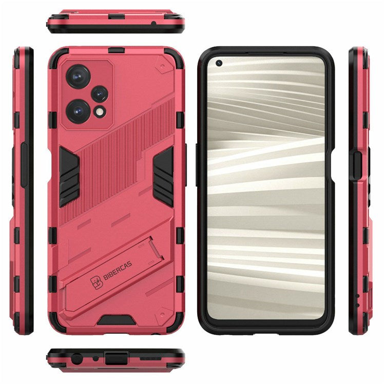 Hard PC + Soft TPU Protective Case for Realme 9 Pro 5G / 9 5G / V25 Anti-fall Scratch-resistant Kickstand Phone Case Cover - Rose