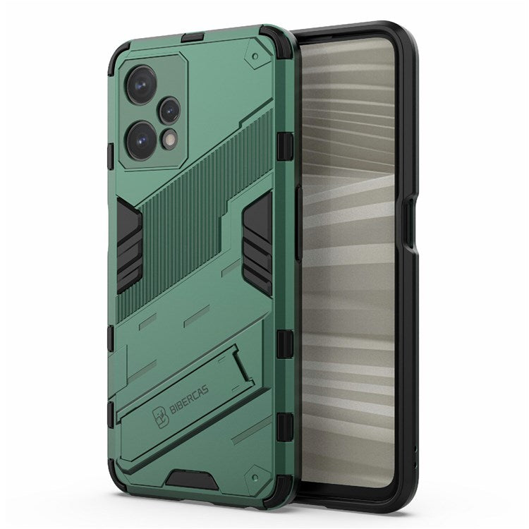 Hard PC + Soft TPU Protective Case for Realme 9 Pro 5G / 9 5G / V25 Anti-fall Scratch-resistant Kickstand Phone Case Cover - Green