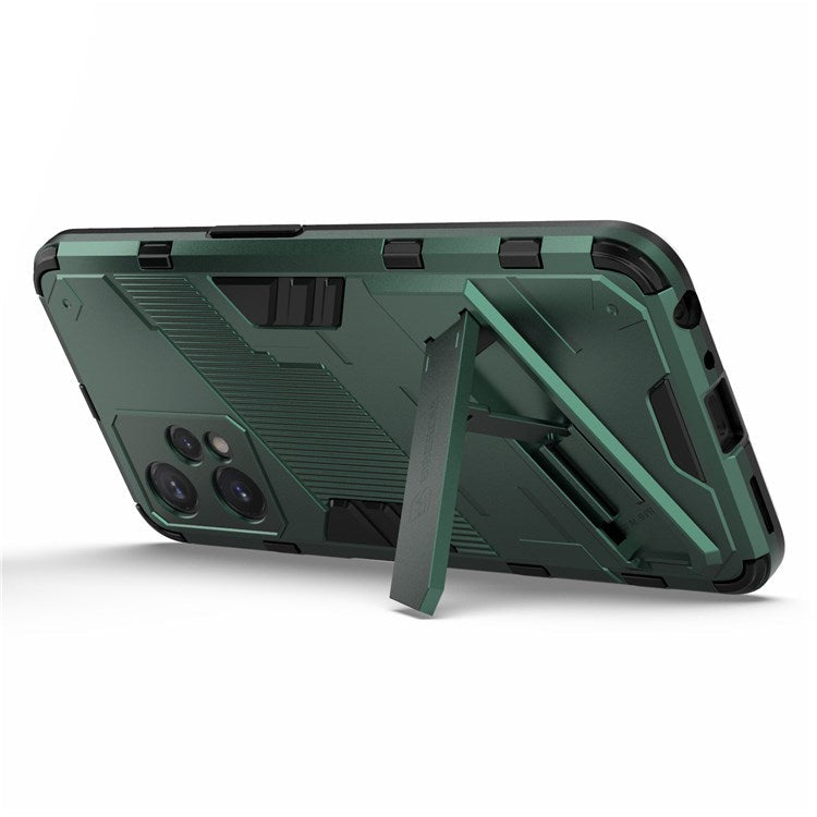 Hard PC + Soft TPU Protective Case for Realme 9 Pro 5G / 9 5G / V25 Anti-fall Scratch-resistant Kickstand Phone Case Cover - Green