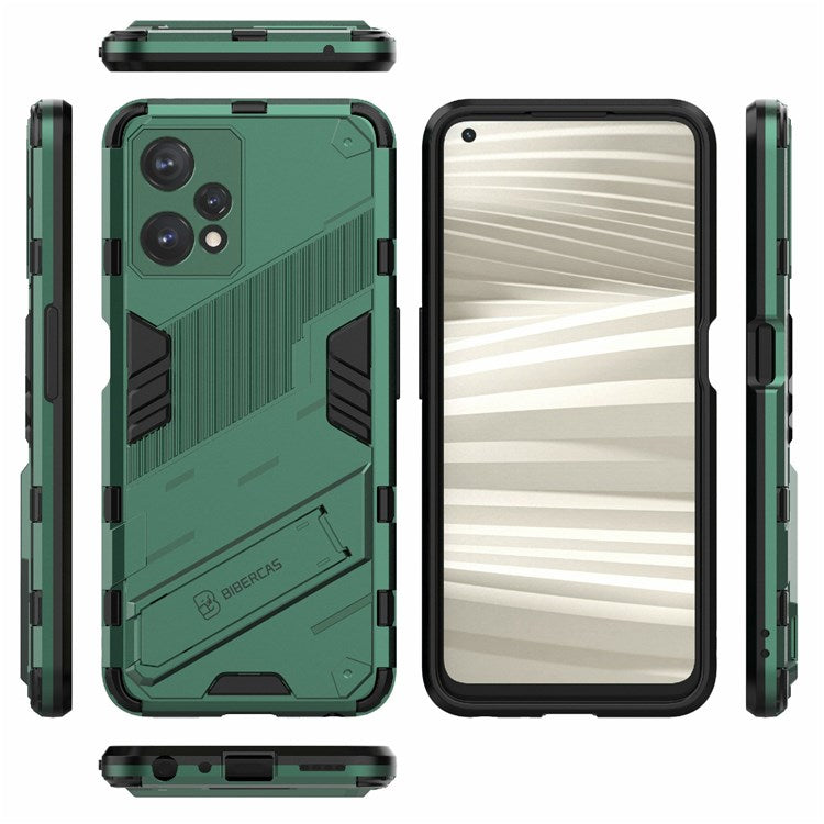 Hard PC + Soft TPU Protective Case for Realme 9 Pro 5G / 9 5G / V25 Anti-fall Scratch-resistant Kickstand Phone Case Cover - Green