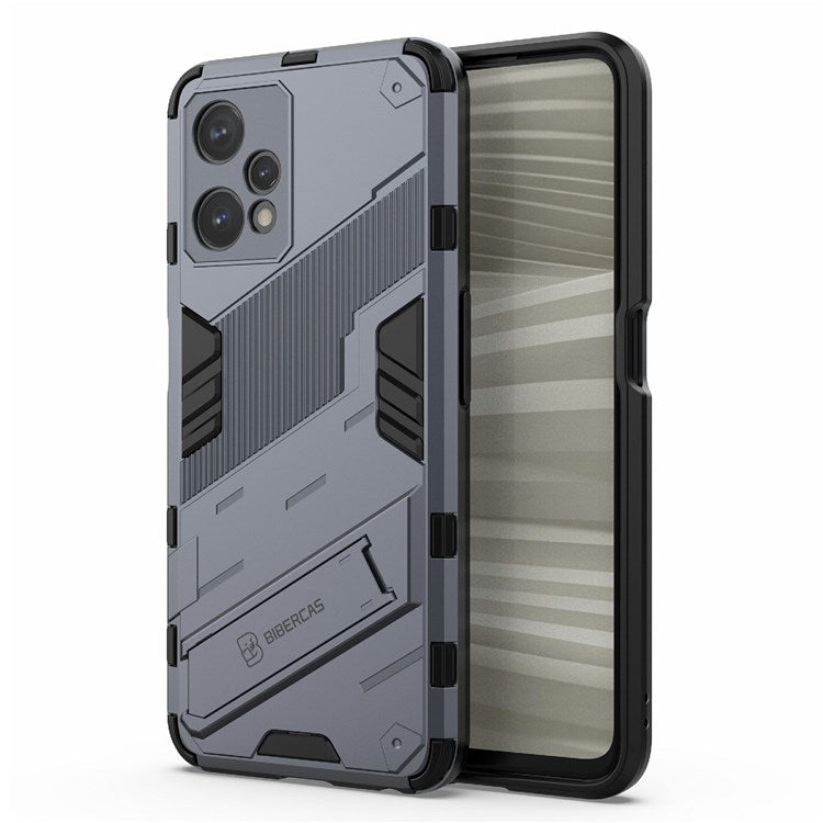 Hard PC + Soft TPU Protective Case for Realme 9 Pro 5G / 9 5G / V25 Anti-fall Scratch-resistant Kickstand Phone Case Cover - Dark Blue