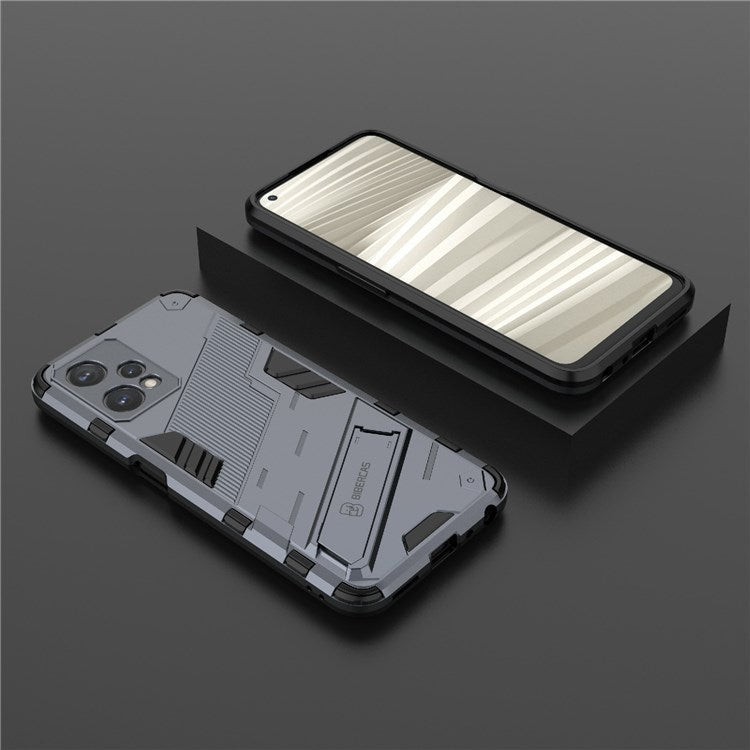 Hard PC + Soft TPU Protective Case for Realme 9 Pro 5G / 9 5G / V25 Anti-fall Scratch-resistant Kickstand Phone Case Cover - Dark Blue