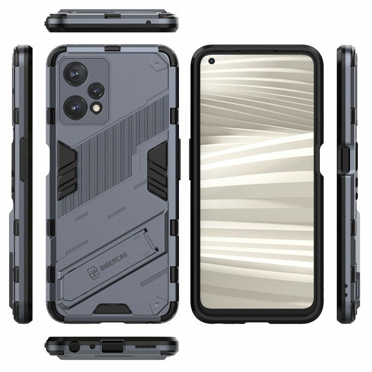 Hard PC + Soft TPU Protective Case for Realme 9 Pro 5G / 9 5G / V25 Anti-fall Scratch-resistant Kickstand Phone Case Cover - Dark Blue