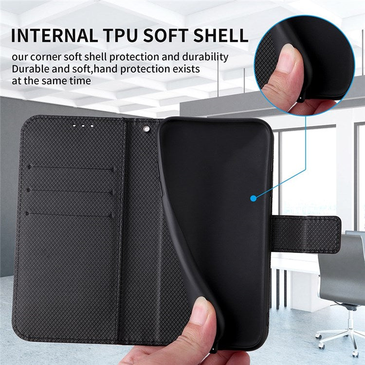 PU Leather Cover for Realme GT Neo2 5G/GT Neo 3T 5G/GT2 Anti-scratch Diamond Texture Wallet Stand Magnetic Full Protection Phone Case - Blue