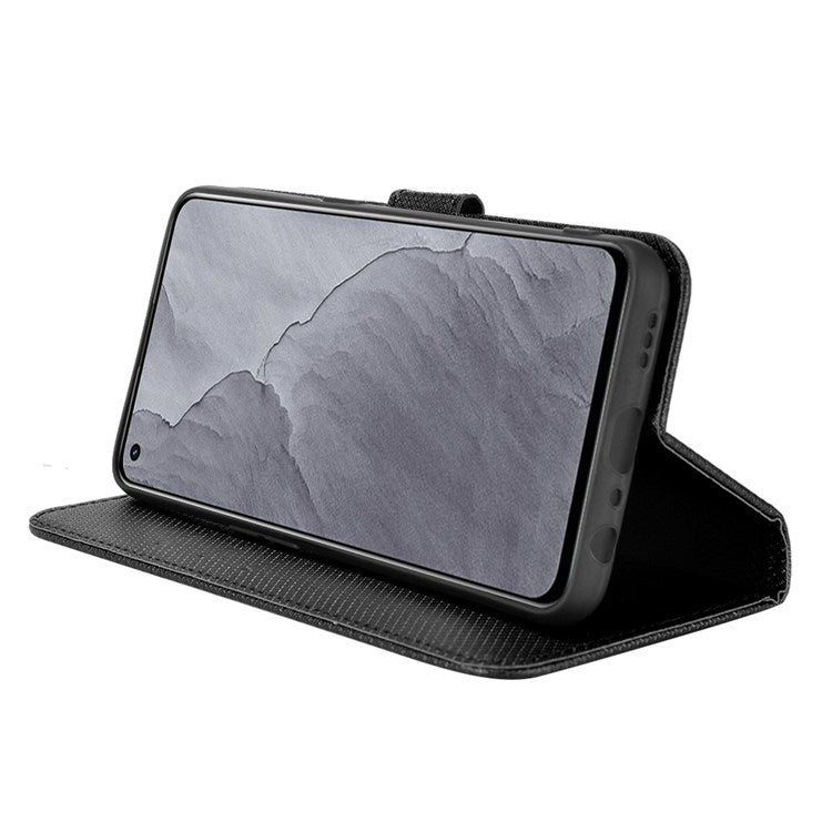 For Realme GT Master/Q3 Pro Carnival/Oppo K9 Diamond Texture Phone Cover Stand PU Leather Wallet Flip Cover - Black