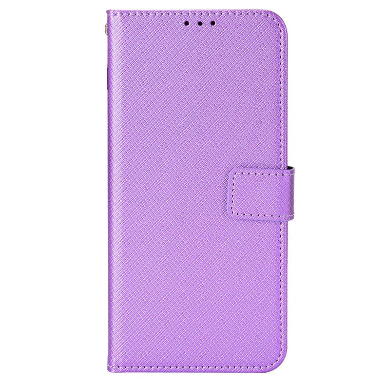 For Realme GT2 Pro Magnetic Clasp Diamond Texture Adjustable Stand PU Leather Wallet Cover - Purple