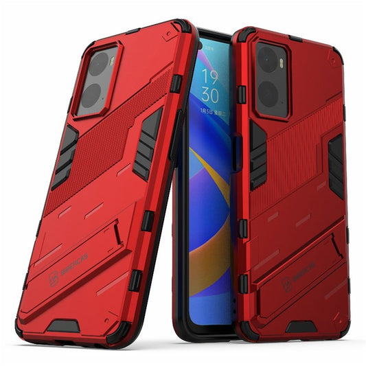 Hard PC + Soft TPU Case for Realme 9i / Oppo A36 / A76 Adjustable Kickstand Well-protected Phone Case Shell - Red