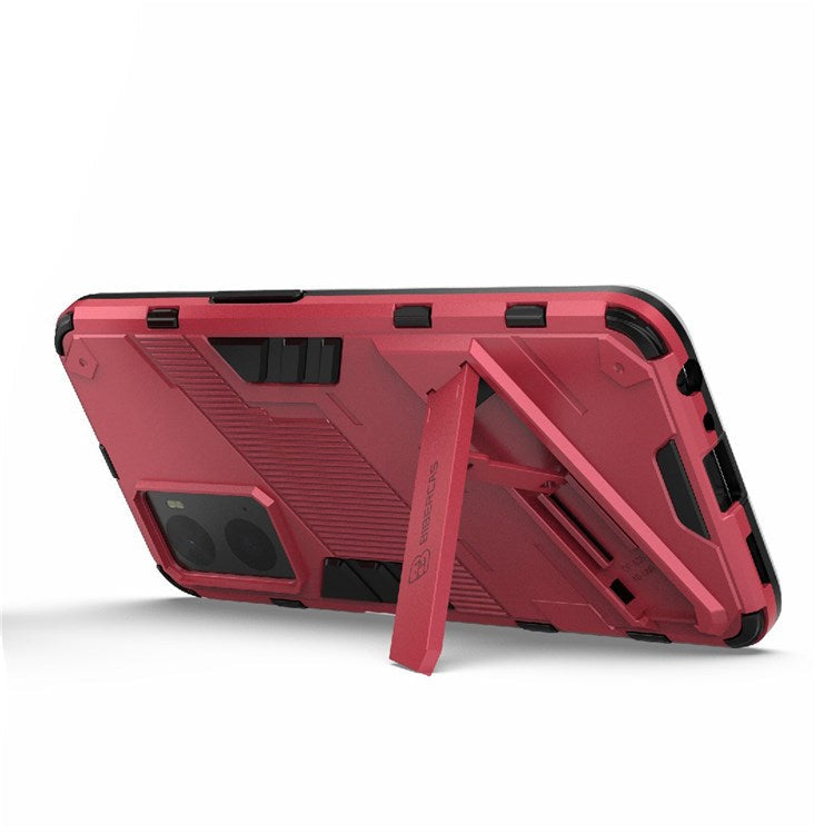 Hard PC + Soft TPU Case for Realme 9i / Oppo A36 / A76 Adjustable Kickstand Well-protected Phone Case Shell - Rose