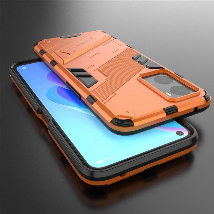 Hard PC + Soft TPU Case for Realme 9i / Oppo A36 / A76 Adjustable Kickstand Well-protected Phone Case Shell - Orange