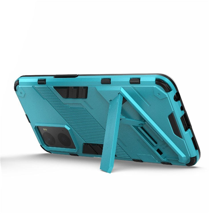 Hard PC + Soft TPU Case for Realme 9i / Oppo A36 / A76 Adjustable Kickstand Well-protected Phone Case Shell - Baby Blue