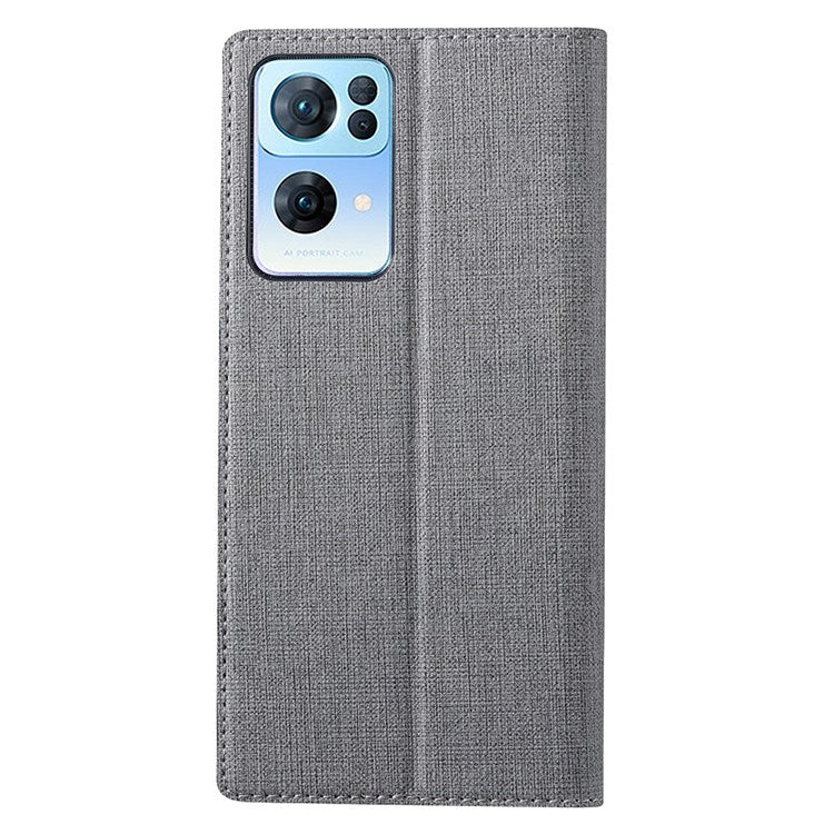 VILI DMX Series for Oppo Reno7 Pro 5G PU Leather Stand Card Holder Case Magnetic Auto-absorbed Protective Cover - Grey