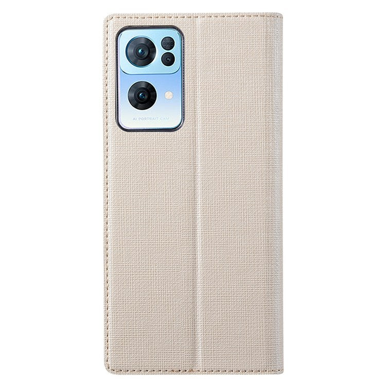 VILI DMX Series for Oppo Reno7 Pro 5G PU Leather Stand Card Holder Case Magnetic Auto-absorbed Protective Cover - Khaki