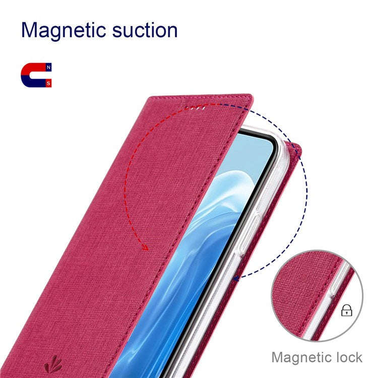 VILI DMX Series for Oppo Reno7 Pro 5G PU Leather Stand Card Holder Case Magnetic Auto-absorbed Protective Cover - Rose