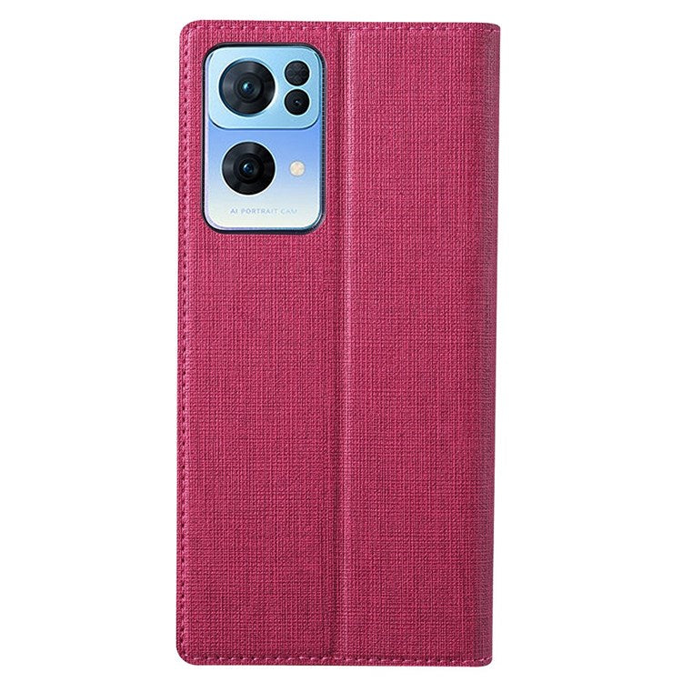 VILI DMX Series for Oppo Reno7 Pro 5G PU Leather Stand Card Holder Case Magnetic Auto-absorbed Protective Cover - Rose