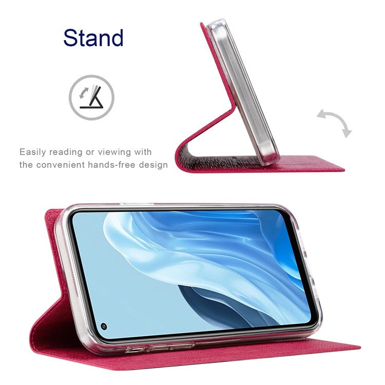 VILI DMX Series for Oppo Reno7 5G (Global)/Find X5 Lite PU Leather Magnetic Closure Stand Phone Case Card Holder Cover - Rose