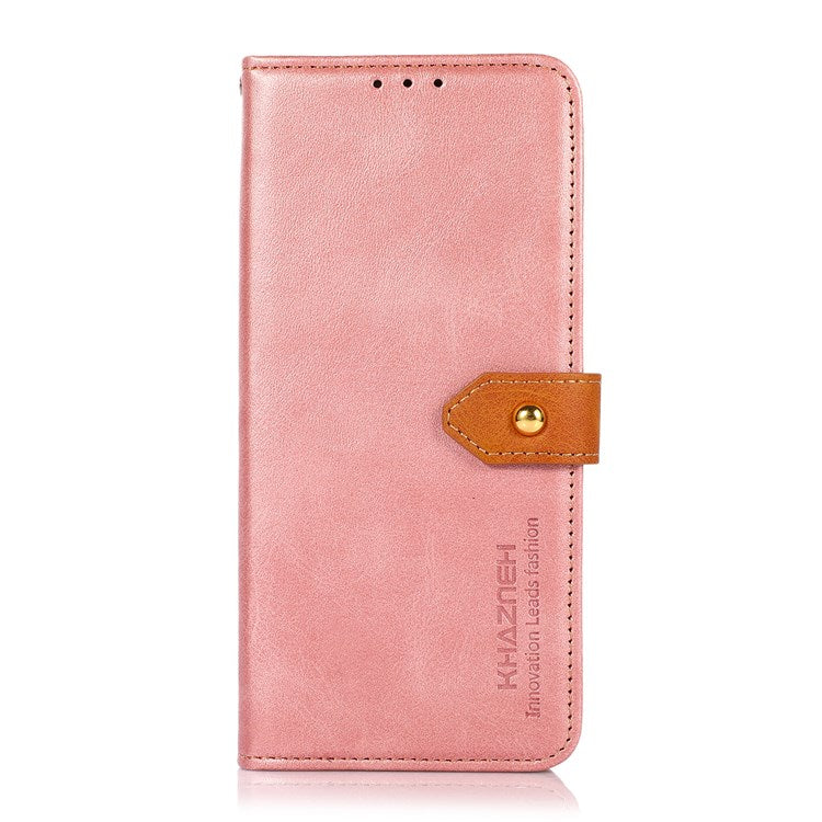 KHAZNEH PU Leather Flip Cover for Oppo Find X5, Horizontal Viewing Stand Magnetic Golden Clasp Folio Cover - Rose Gold