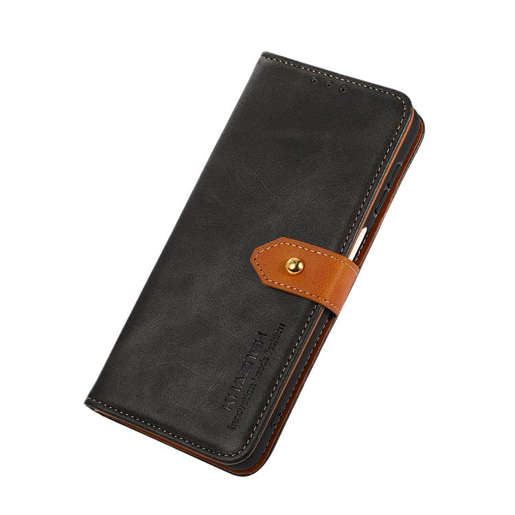 KHAZNEH PU Leather Flip Cover for Oppo Find X5, Horizontal Viewing Stand Magnetic Golden Clasp Folio Cover - Black