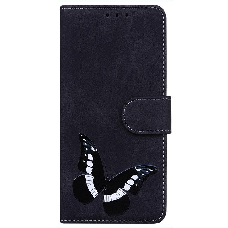 For Realme C31 Butterfly Pattern Printing PU Leather Stand Skin-touch Feeling Phone Case Wallet Protective Cover - Black