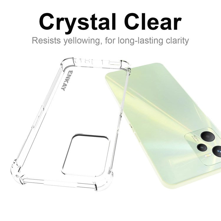ENKAY HAT PRINCE Anti-slip Edge Case for Realme C35, Clear TPU Four Corners Cushion Shockproof Protection Back Cover