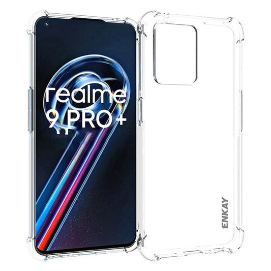 ENKAY HAT PRINCE for Realme 9 Pro+ Anti-slip Design Crystal Clear TPU Phone Case Four Corners Thickened Strong Protection Cover